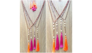 colorful mix beads seawater pearl necklaces tassels fashion free shipping